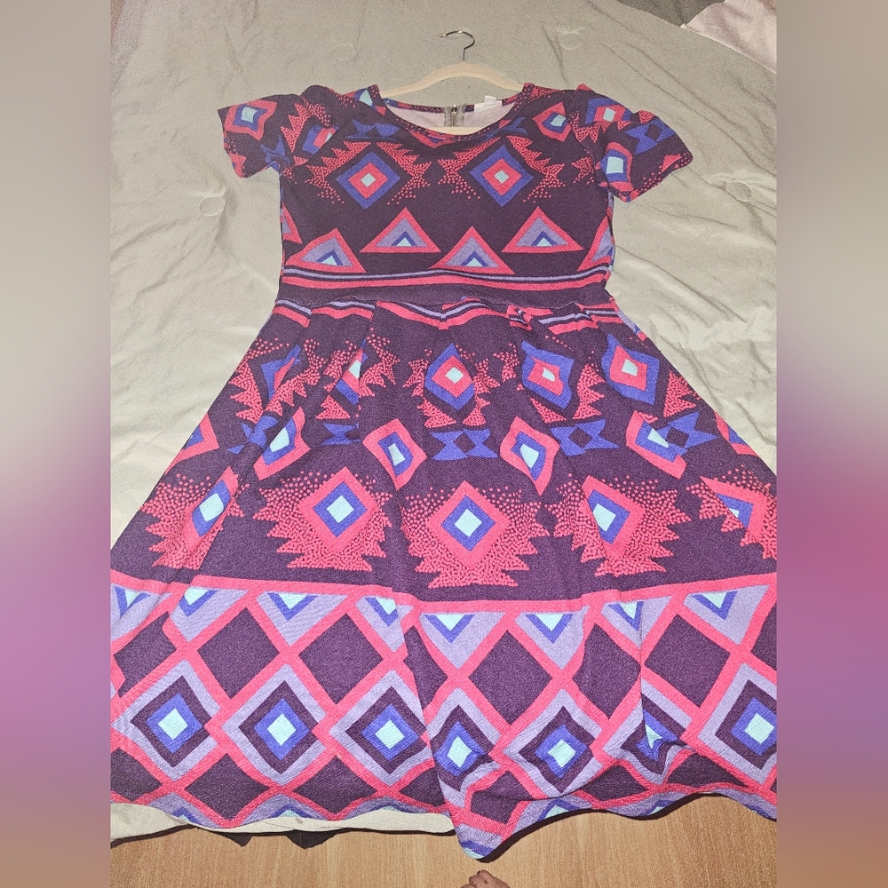 Geometric Patterned Dress - Purple and Pink